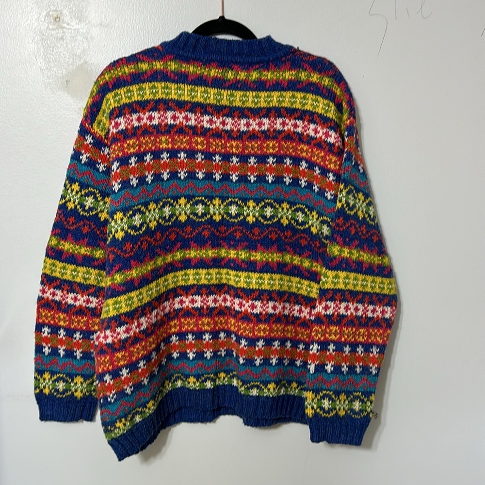 NYC Women's XL Multicolor V-Neck Long Sleeve Sweater Cabincore Eclectic Grandpa - Picture 4 of 4